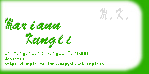 mariann kungli business card